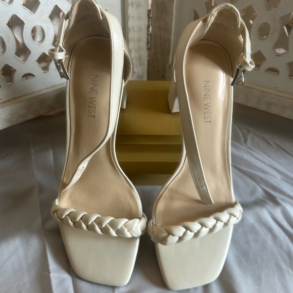 Nine West Beige Braided Strap Heels - Picture 8 of 9